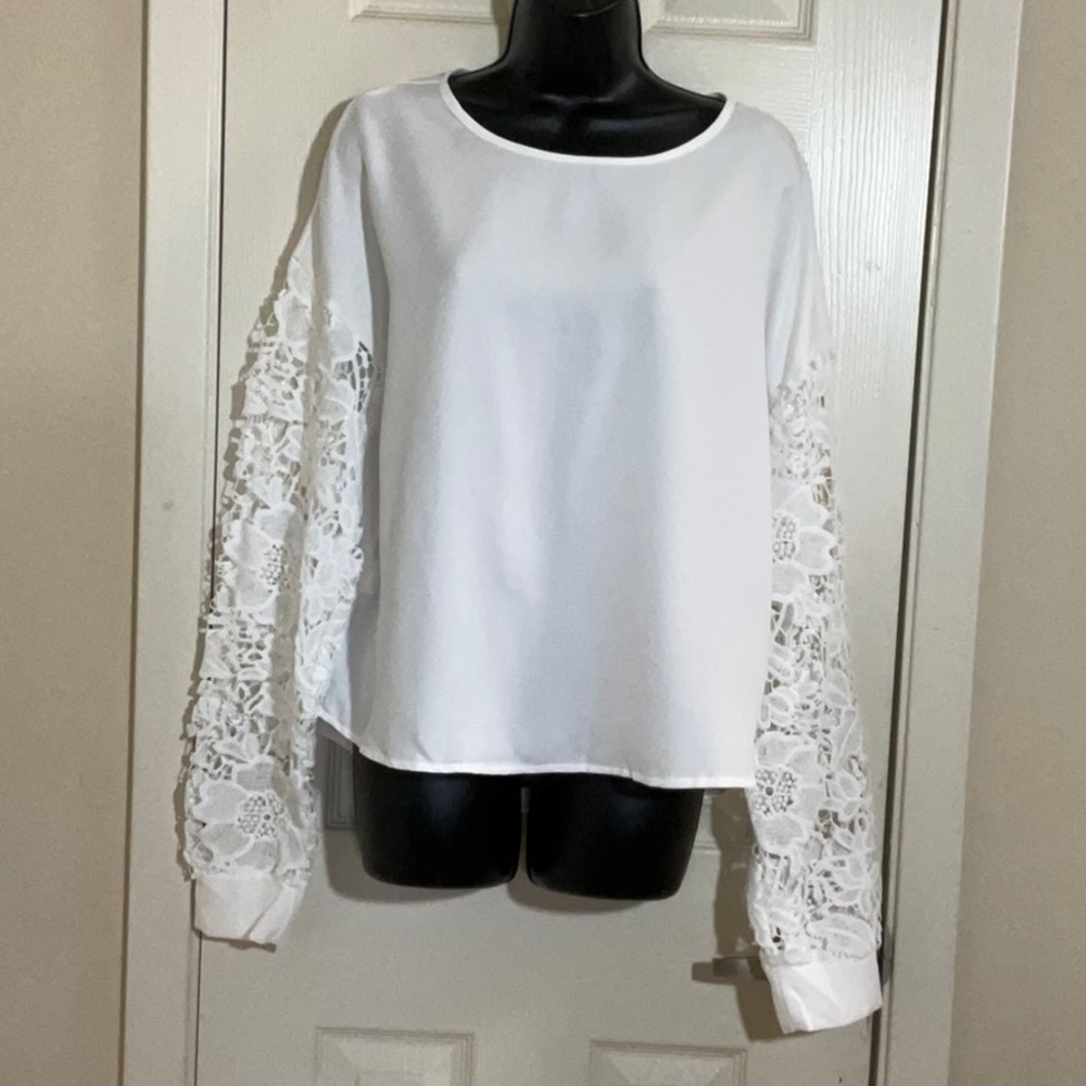 Sale 3for10 Ends 28th Elegant White Lace Sleeve Women's Top